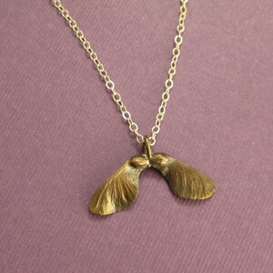 Bronze Maple seed pod Helicopter Sterling necklace image 4