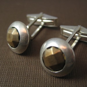 Sterling silver bronze hinged cufflinks
