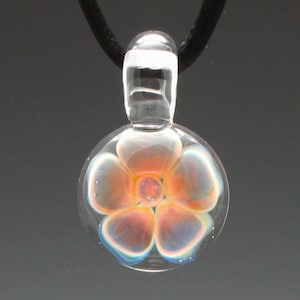 Hand Blown Glass Amber Daisy Pendant