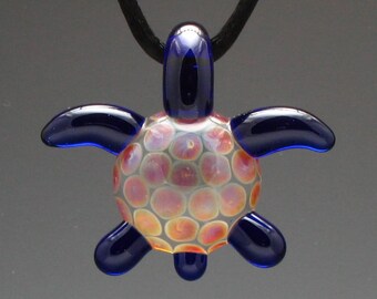 Hand Blown Glass "Honu" Sea Turtle Pendant