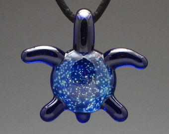Hand Blown Glass "Honu" Sea Turtle Pendant - Universe