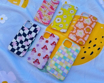 iPhone cases (multi style) iPhone 13 case, iPhone 14 case, iPhone 15 case. Fun, colourful, retro, pretty, girly aesthetic print phone cases.