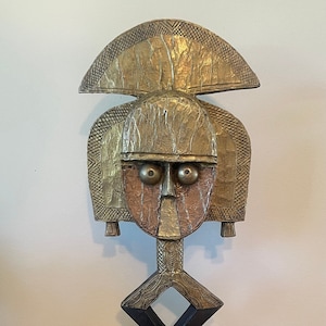 Hand-Carved Rare Bakota Reliquary Mask, Authentic Gabon Wood Mask, African Handmade Mask, Home Decor