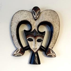 Hand-Carved Rare Kwele Mask, Authentic Gabon Wood Mask, African Handmade Mask, Home Decor, African Wall Hanging, Approx 15&quot; Tall