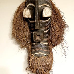 Hand-Carved Rare Songye Kifwebe Mask, Authentic Congo Wood Mask, African Handmade Mask, Home Decor, African Wall Hanging, Approx 24&quot; Tall
