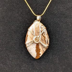 Picture Jasper Pendant Necklace Wire Wrapped Gift Idea Handmade Jewelry Stone Necklace Stone Jewelry Rock Necklace Unique Jewelry