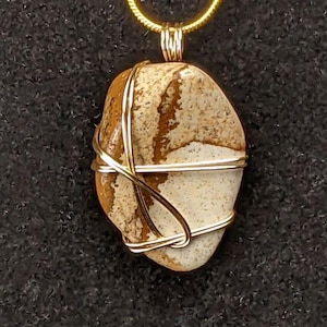 Picture Jasper Pendant Necklace Wire Wrapped Gift Idea Handmade Jewelry Stone Necklace Stone Jewelry Rock Necklace Unique Jewelry