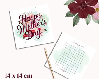 Tarjeta para el Día de la Madre con espacio para escribir una nota personal