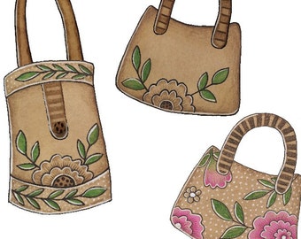 Six Paper-doll Purses  printable paper-doll accessories ready to print