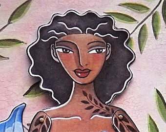 Mermaid Printable paper doll  Caribbean Mermaid and coloring page