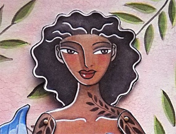 Mermaid Printable paper doll  Caribbean Mermaid and coloring page