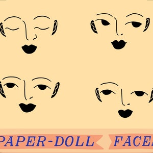 Paper-doll heads and wigs cutting files clip art, digi art image 3