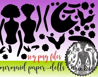 Mermaid paper-doll SVG cutting file