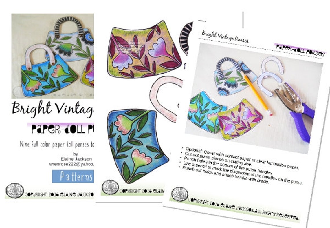 Printable Paper Doll Purses Paper Doll Satchel - Etsy