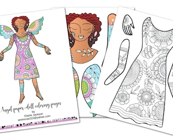 Large paper-doll angel coloring paper doll