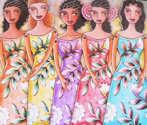 Tropical Boho Printable Paper-dolls full color dresses