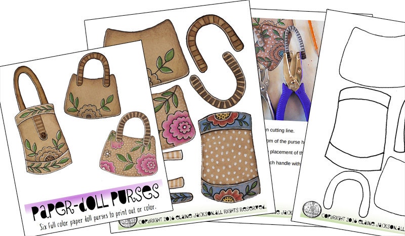 Six Paper-doll Purses Printable Paper-doll Accessories Ready to Print ...
