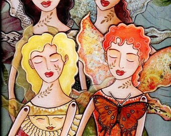Peaceful Fairy Angels Printable Paper doll Template PDF