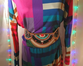Dress with geometric patterns
