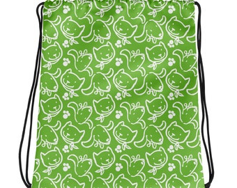 Cats and Dogs Drawstring bag - Green