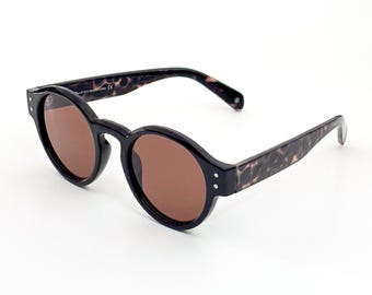 Occhiali da sole rotondi polarizzati Rave per uomo e donna / Occhiali da sole tartarugati marroni / Accessorio moda per feste, festival e rave
