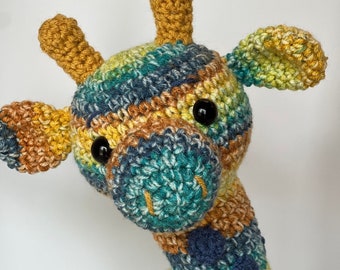 Handmade blue striped sitting giraffe