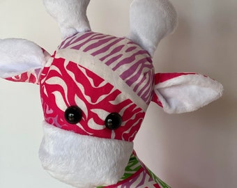 Handmade hot pink animal print cloth giraffe