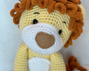 Handmade adorable yellow crocheted lion