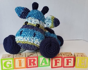 Handmade dark blue floppy giraffe