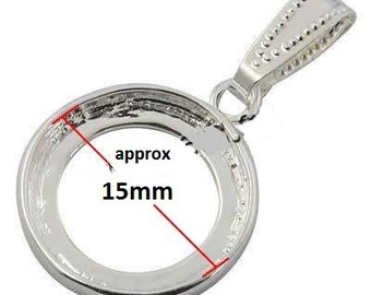 Silver Plated Brass Bezel Pendant Cabochon Setting - Round (Qty 3)  Sale 50 % off