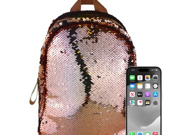 Rose Gold Sequin backpack Sparkly backpack Glitter backpack Shiny backpack Sequin mini backpack Sequin backpack with adjustable straps