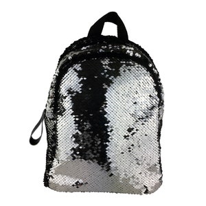 Silver Sequin Backpack, Sequin daypack, Sequin travel backpack, Sequin mini backpack, Sequin fashion backpack with adjustable straps image 1