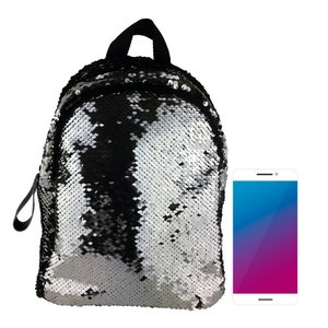 Silver Sequin Backpack, Sequin daypack, Sequin travel backpack, Sequin mini backpack, Sequin fashion backpack with adjustable straps image 4