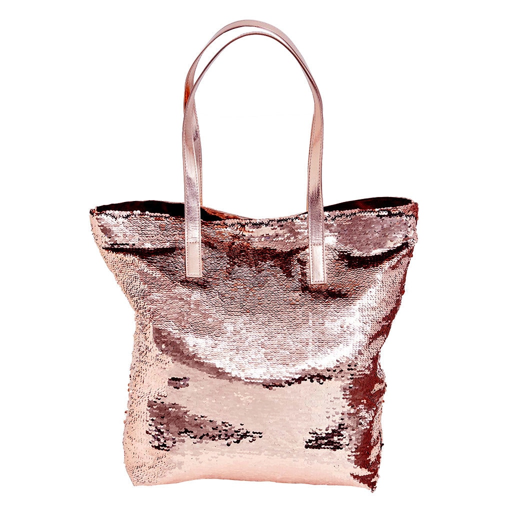 Rose Gold Sequin Shopper Bag Personalized Sequin Tote Bag Design
