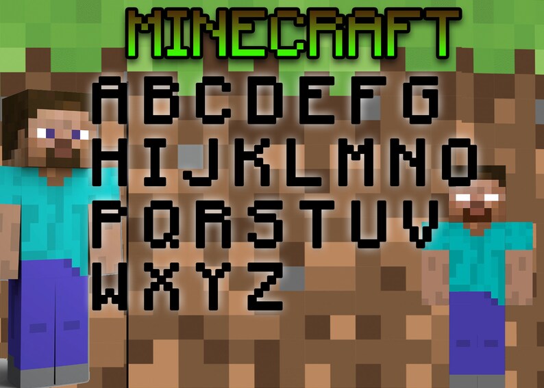 Minecraft Font Svg, Minecraft Alphabet Printable Minecraft Gamer Gift ...