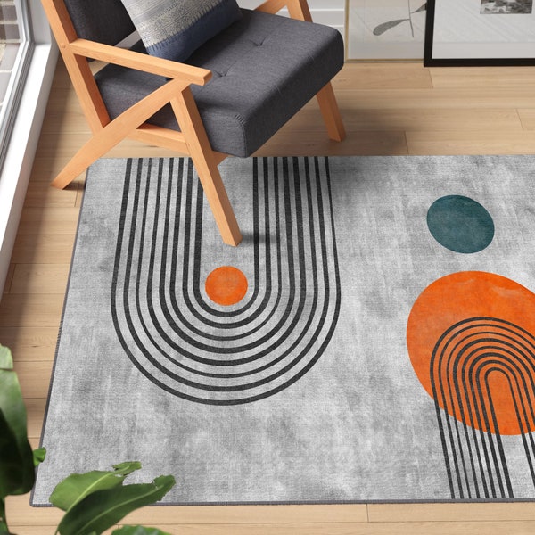 Modern Abstract Area Rug, Ideal for High Traffic Areas in Living Room or Bedroom, Foldable Low Pile Carpet, Easy to Clean, Non Shedding Rug
