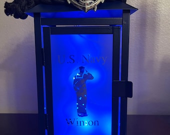 US NAVY Sailor Blue Light Candle Poem Lantern w/ Anchor Charm **The Original