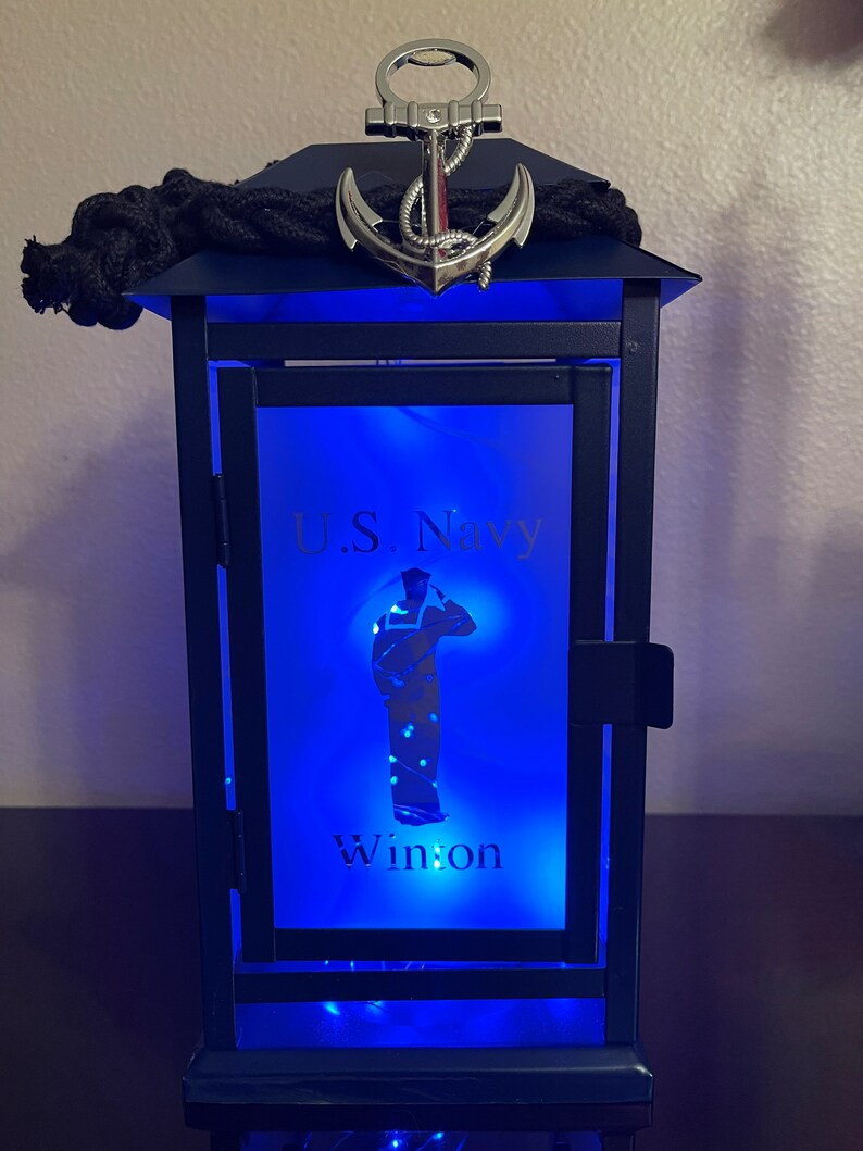 US NAVY Sailor Blue Light Candle Poem Lantern W/ Anchor Charm Etsy