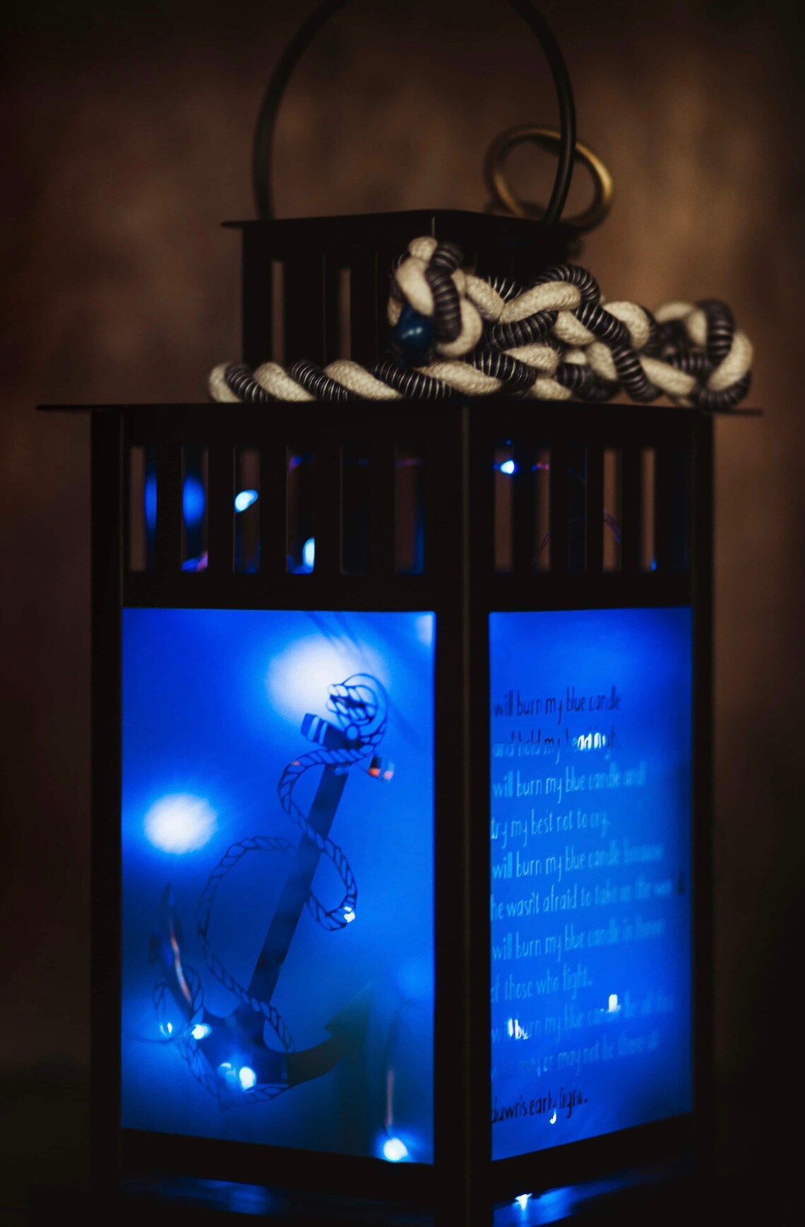 US NAVY Sailor Blue Light Candle Poem Lantern w/ Anchor Charm Etsy