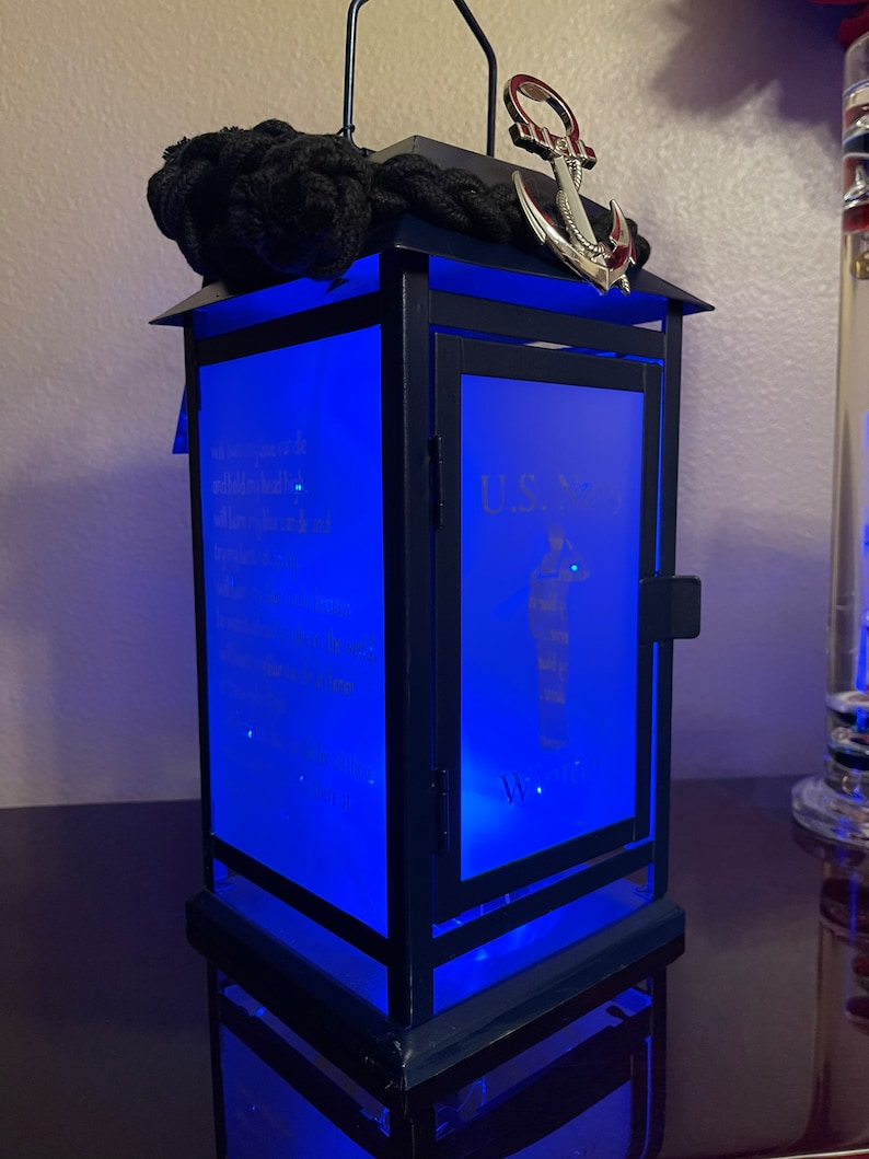 US NAVY Sailor Blue Light Candle Poem Lantern W/ Anchor Charm Etsy