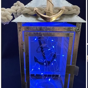 US NAVY Sailor Blue Light Candle Poem Lantern w/ Anchor Charm **The Original