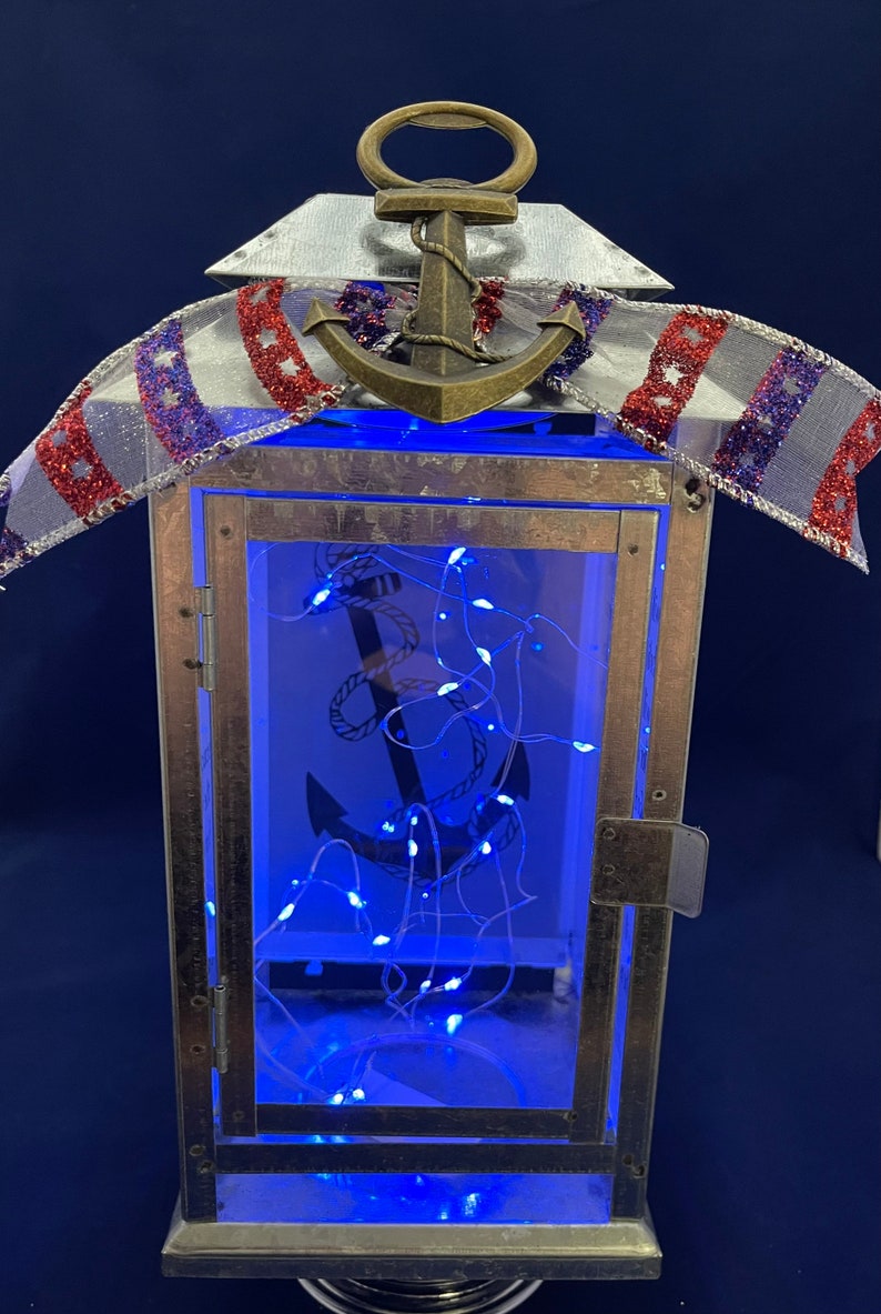 US NAVY Sailor Blue Light Candle Poem Lantern W/ Anchor Charm Etsy