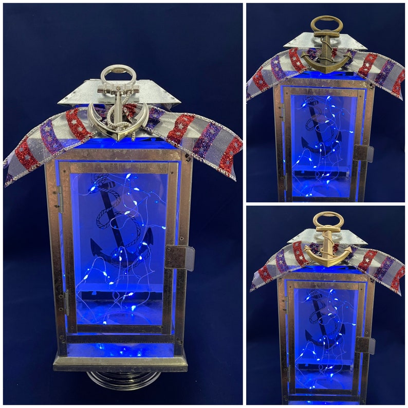 US NAVY Sailor Blue Light Candle Poem Lantern W/ Anchor Charm Etsy