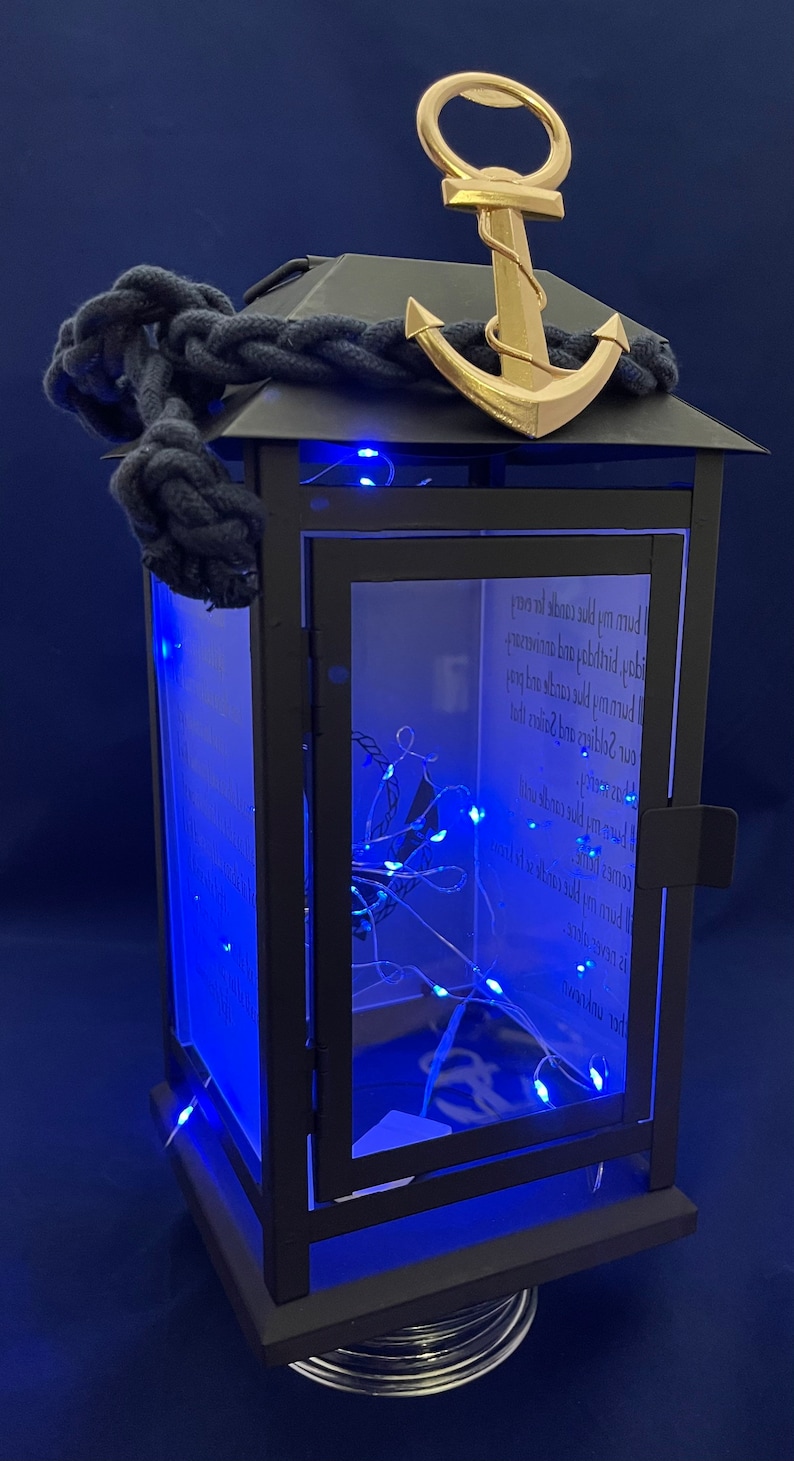 US NAVY Sailor Blue Light Candle Poem Lantern W/ Anchor Charm Etsy