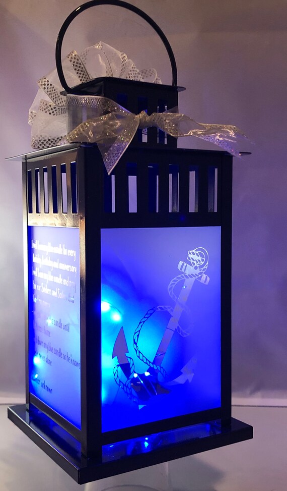 US NAVY Blue Light Candle Poem Lantern The Original Etsy