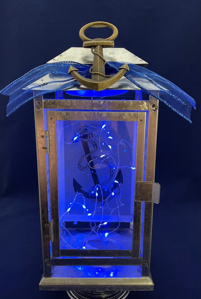 US NAVY Sailor Blue Light Candle Poem Lantern W/ Anchor Charm Etsy