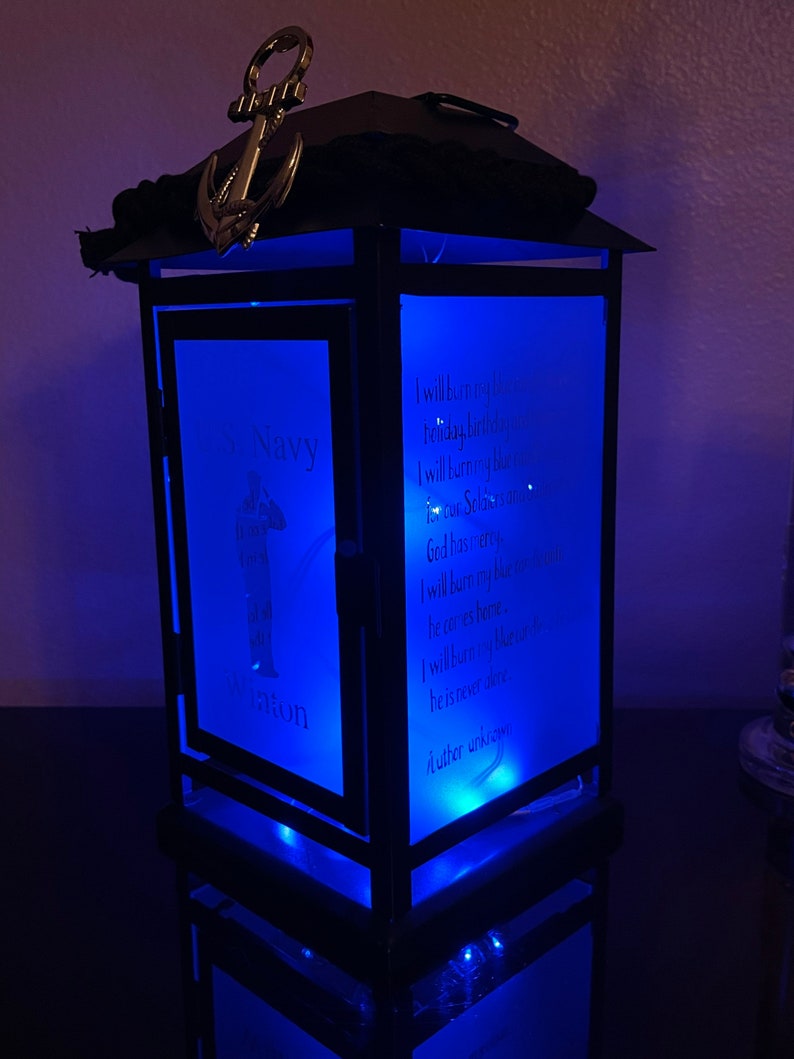 US NAVY Sailor Blue Light Candle Poem Lantern W/ Anchor Charm Etsy