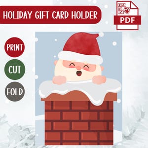 Porta-cartão-presente de Natal para impressão - PDF de Natal - Porta-cartão-presente de Papai Noel - Cartão-presente de Natal - PDF fácil Família, amigo, colega de trabalho ou filho