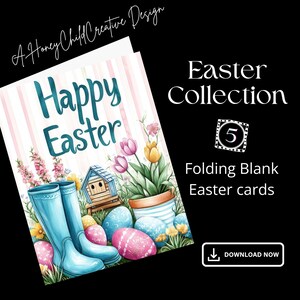 Cartes de Pâques, lot de 5 cartes de Pâques exquises, carte de voeux de Pâques, pour amis, fille, petit-fils, nièce, filleule