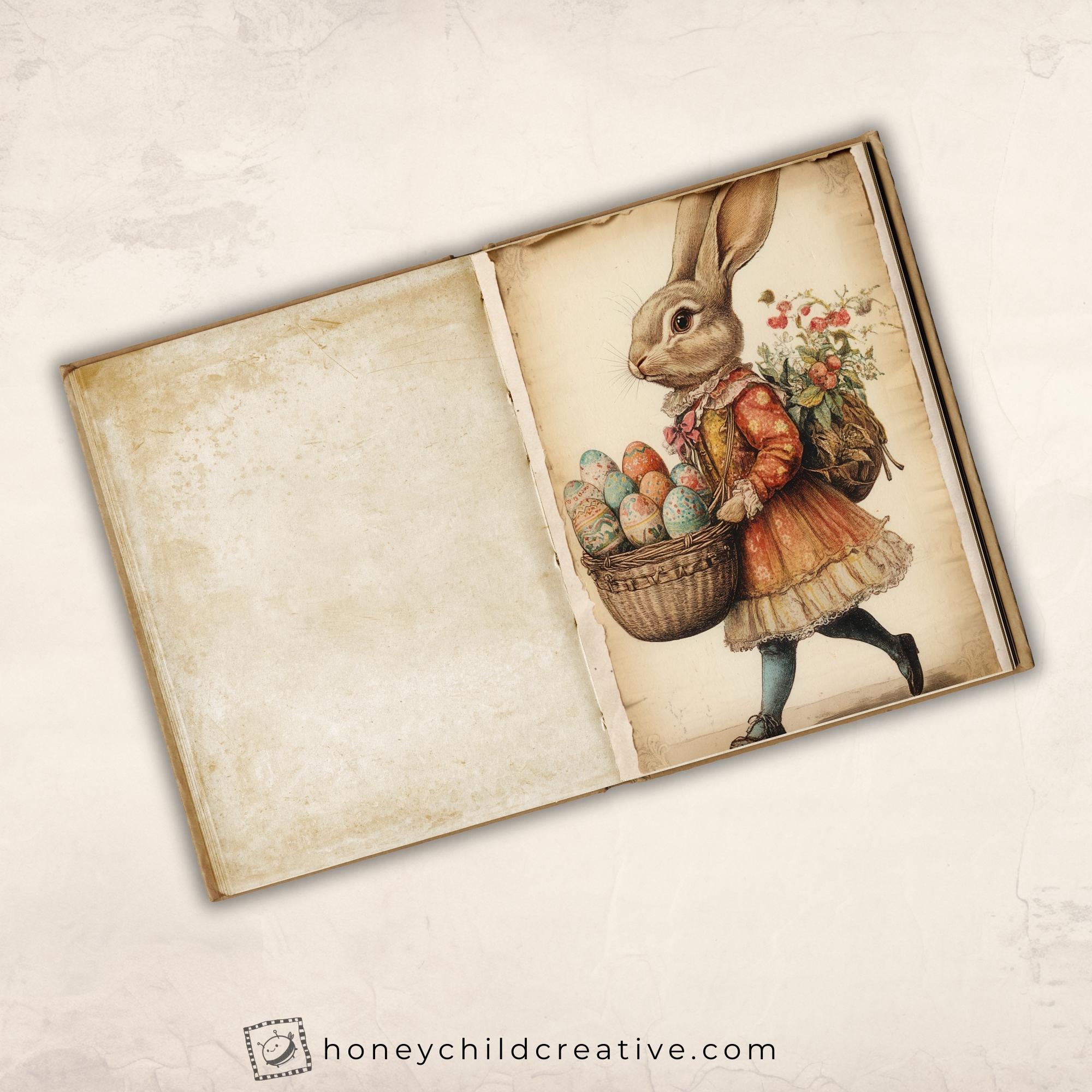 Junk Journal Ephemera Easter, Vintage Easter Bunny Cards – Digital ...
